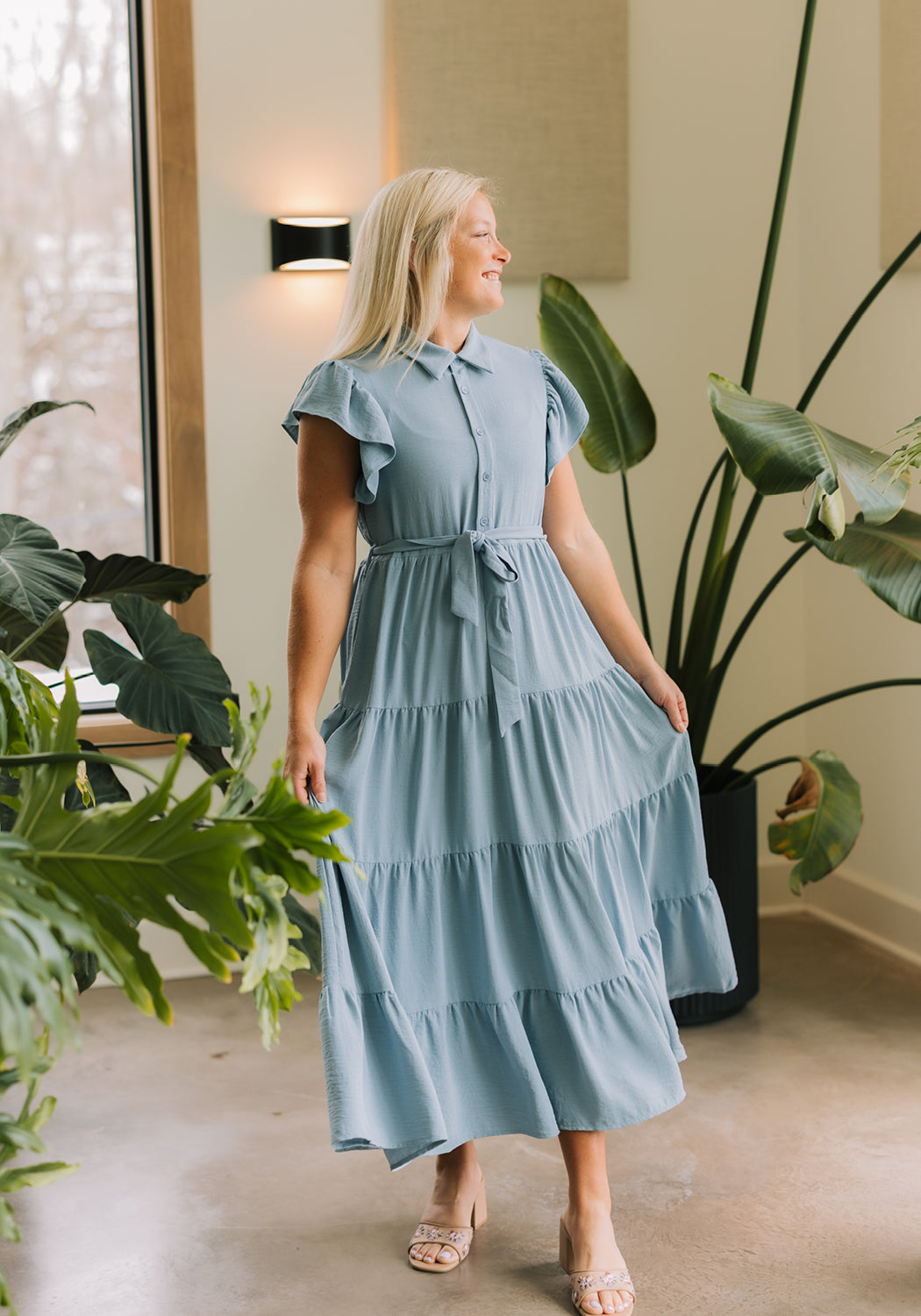 'Hazel' Button Down Midi Dress