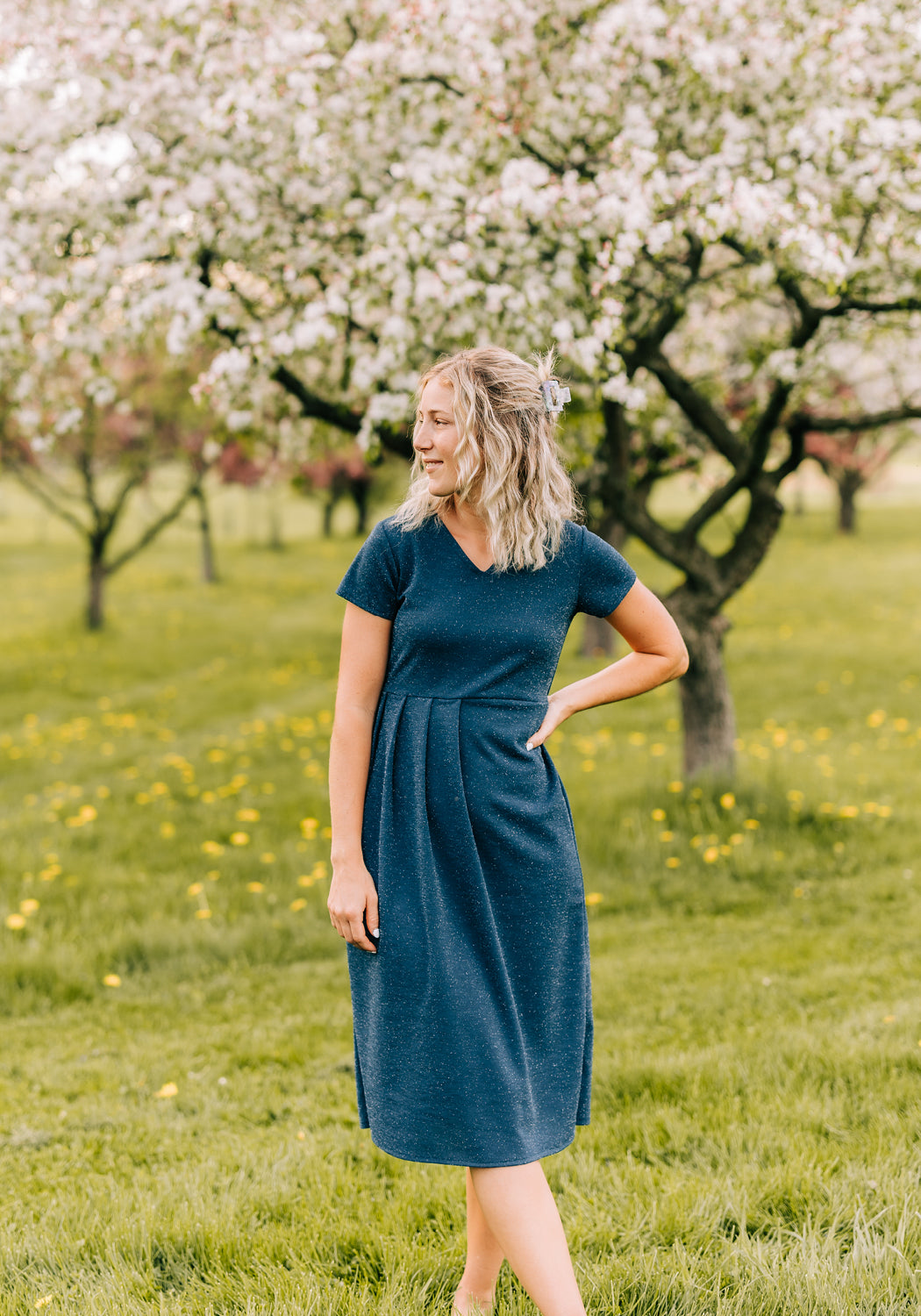 'Kate' V Neck Midi Dress Kate' V Neck Midi Dress – Grace and Joy Company