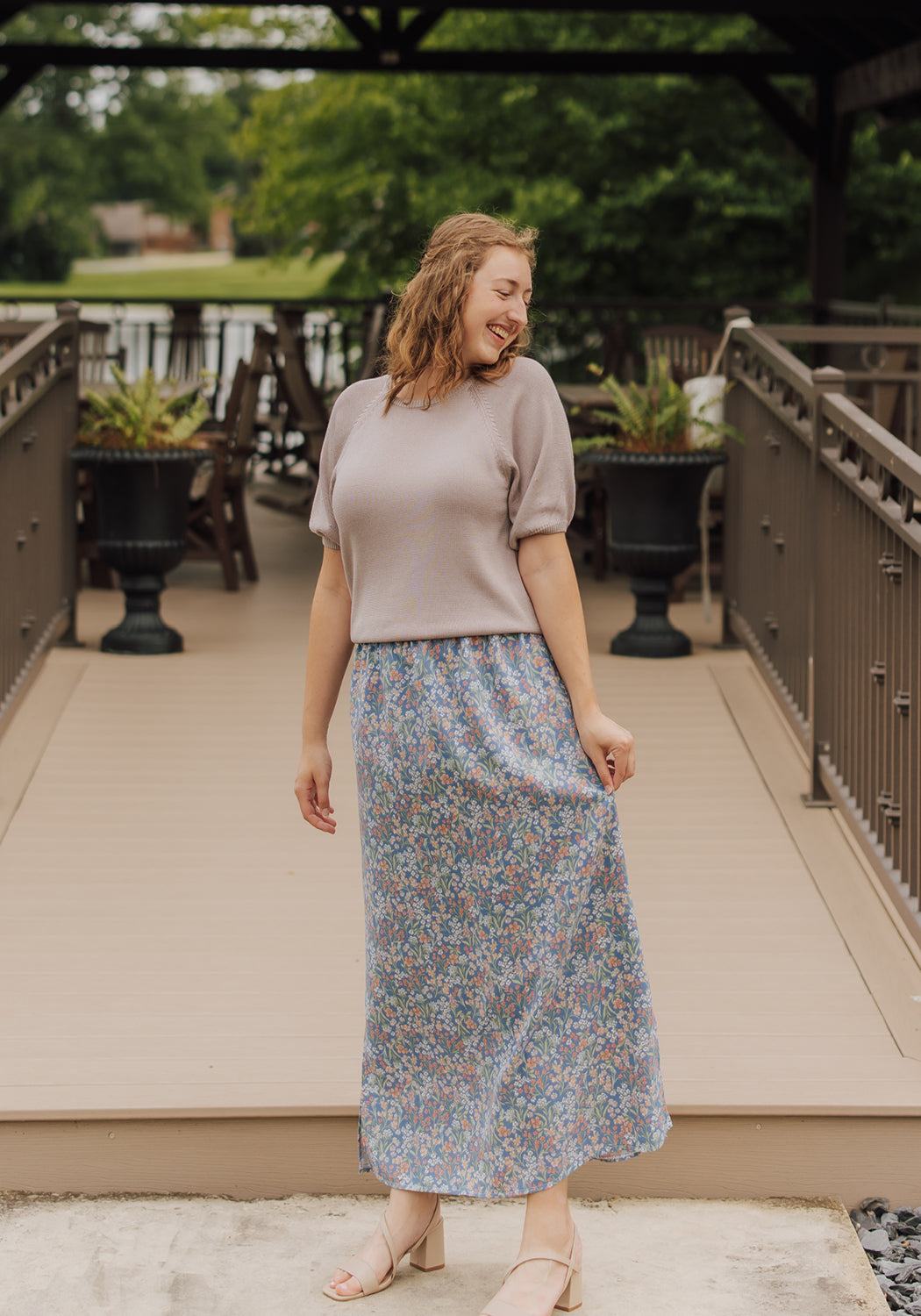 maxi dresses and skirts 01. dress, 2-piece set with long skirt, green color with floral p  DELAMARBOUTIK soft and elegant MULTI COLOR LONGSLEEVE MAXI SKIRT