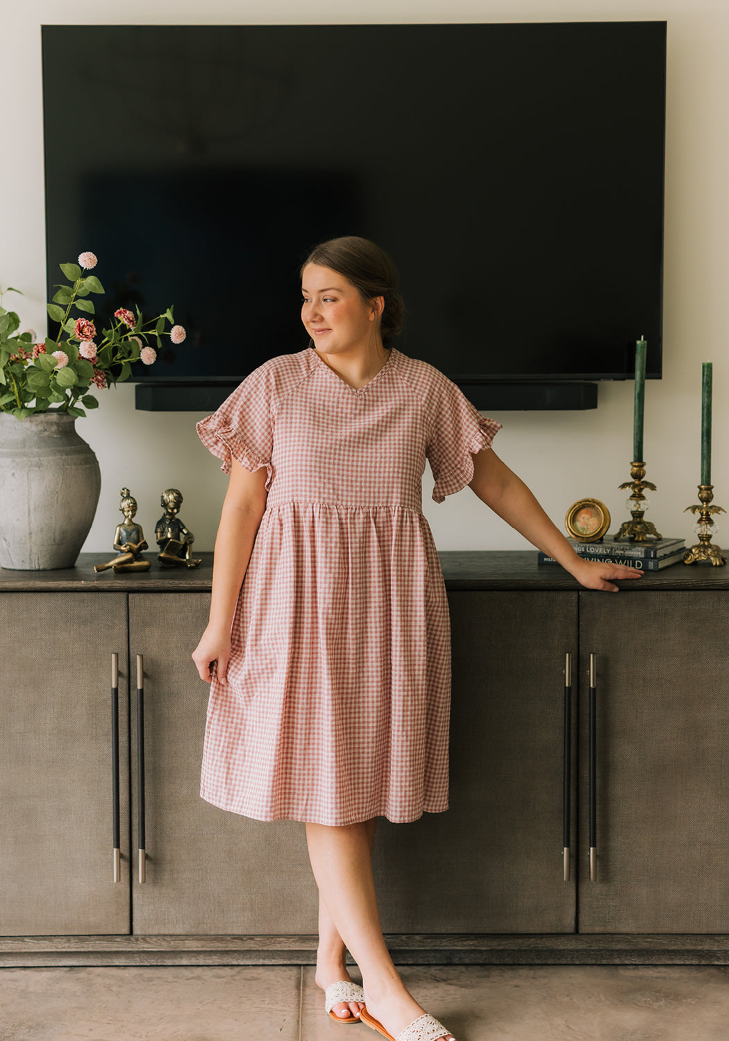 'Samantha' Pink Cotton Gingham Dress
