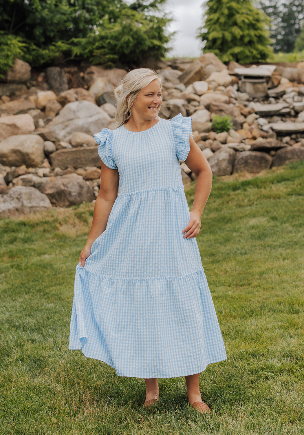maxi dresses for church 'Savannah' Ruffle Dress See Through Lace Rustic full length mirror with storage behind a length of 53 Select a Color:Taupe