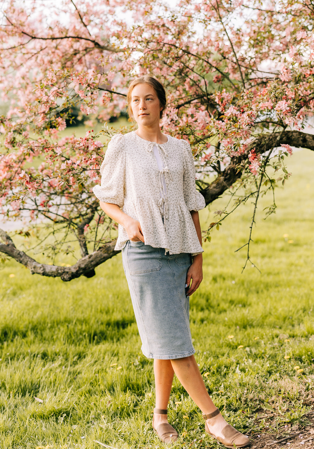 'Sonya' Pocket Stretch Denim Skirt