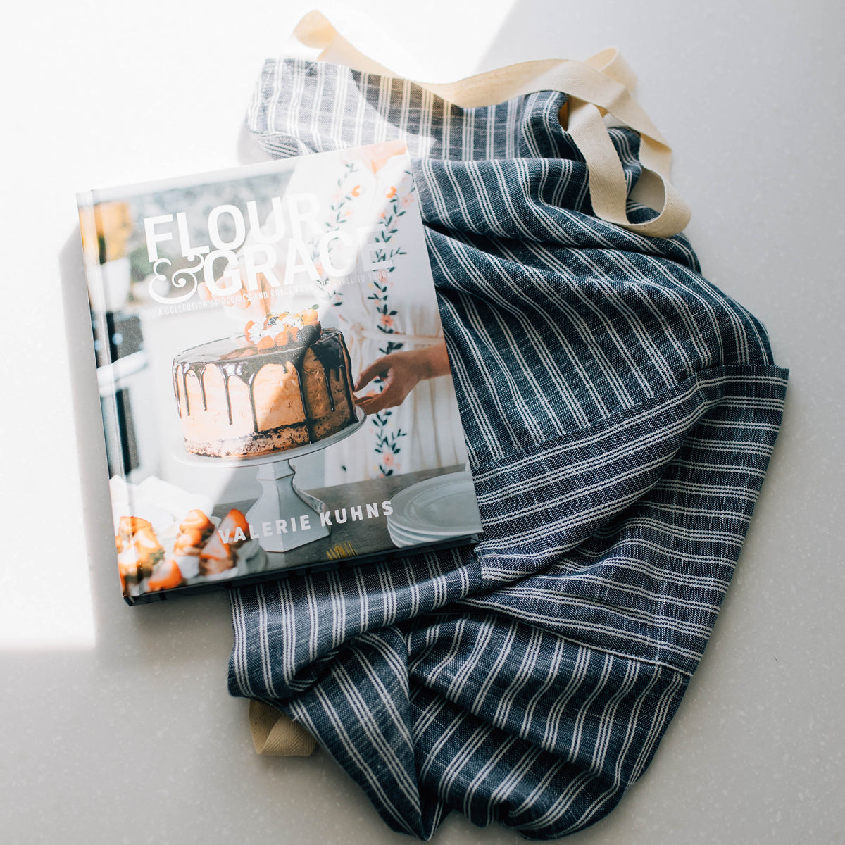 Flour & Grace Cookbook and Linen Apron Bundle Grace and Joy Company