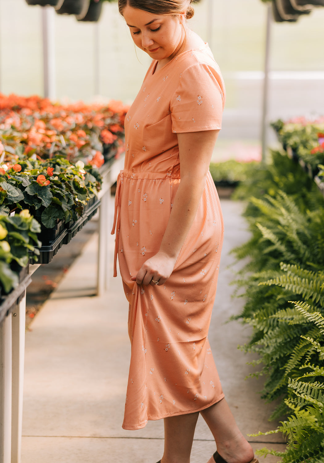 'Abbi' Cinched Waist Midi Dress