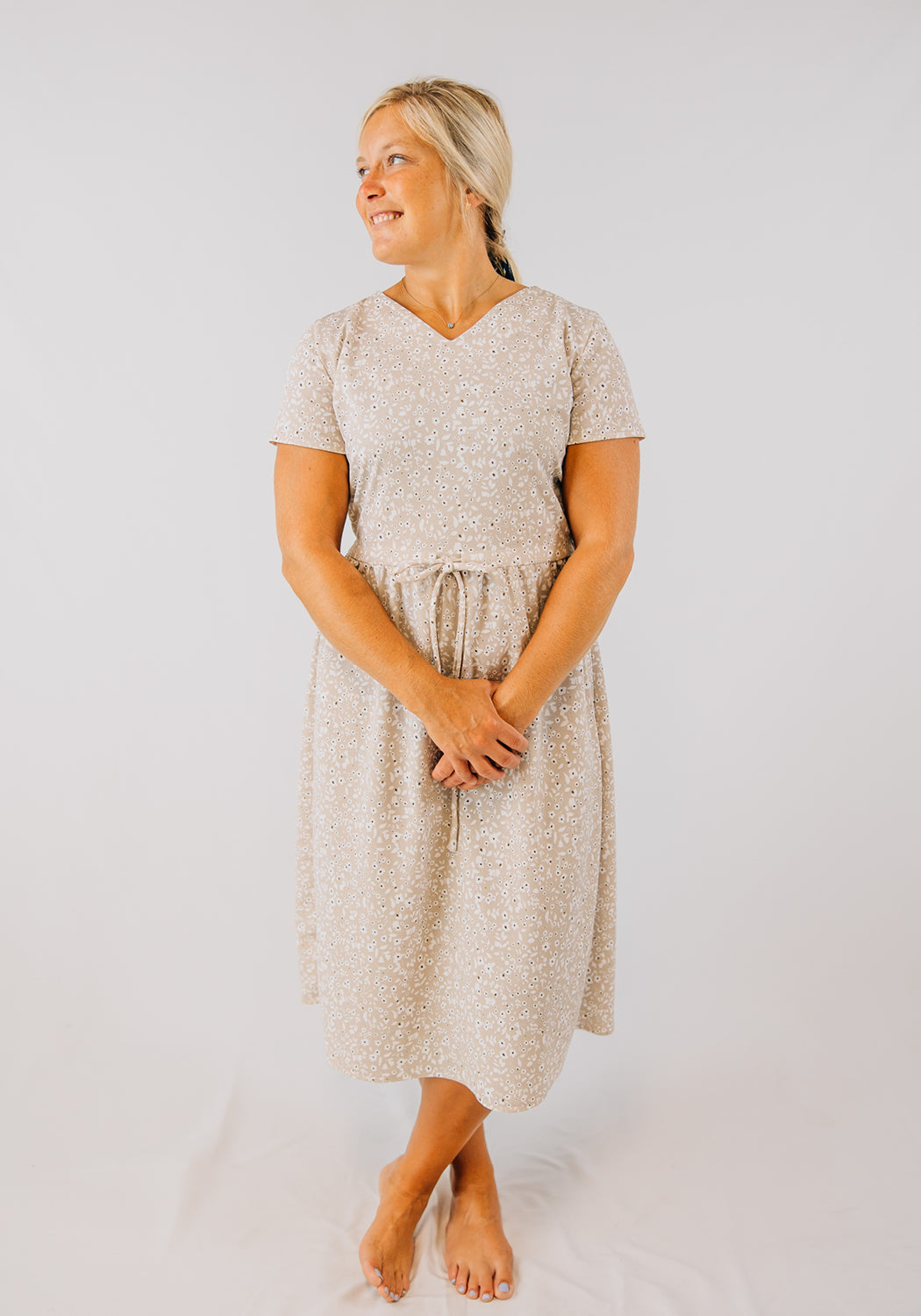 'Abbi' Cinched Waist Midi Dress