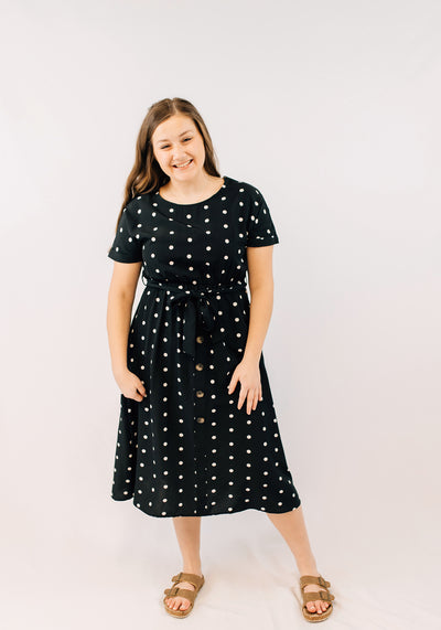 'Abigail' Black Polka Dot Dress