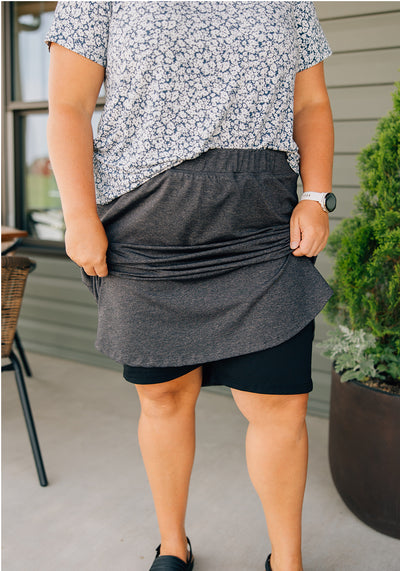 'Alexa' Skort in Warm Charcoal | Final Sale