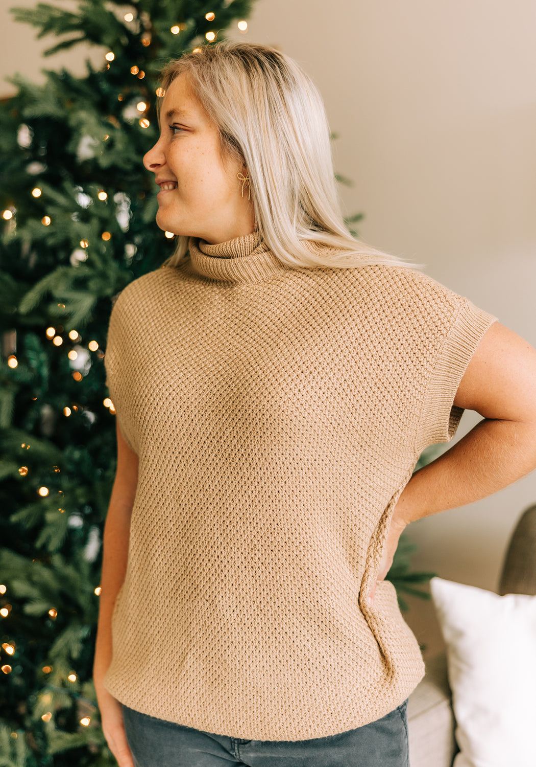 'Alexis' Turtleneck Short Sleeve Sweater