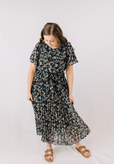 'Ammi' Floral Print Pleated Midi Dress