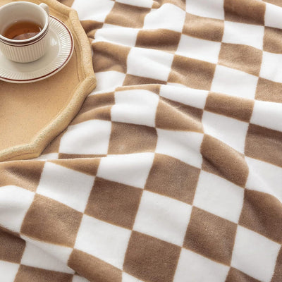 Butter Soft Khaki Checkered Blanket