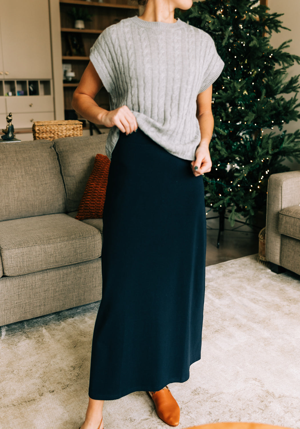 'Camille' Maxi Skirt in Navy