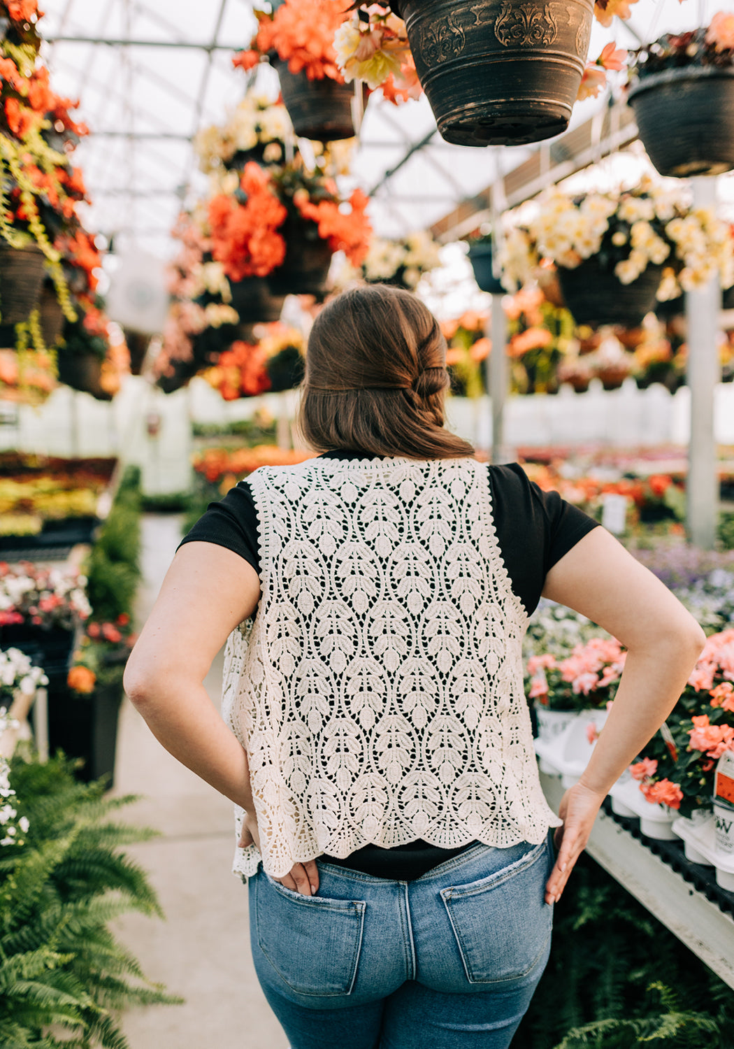 'Chloe' Crochet Vest with Scallop Hem