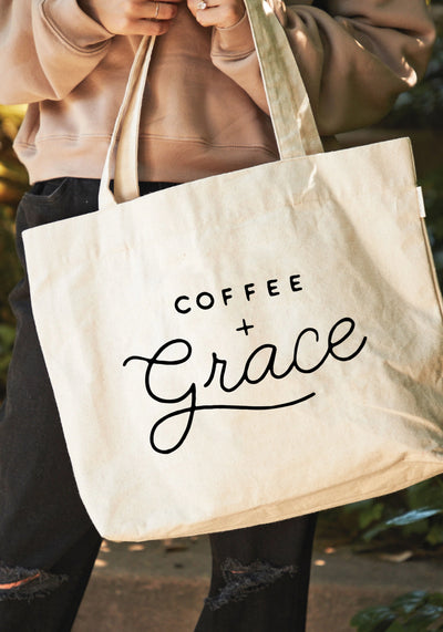 Coffee and Grace Canvas Tote Bag
