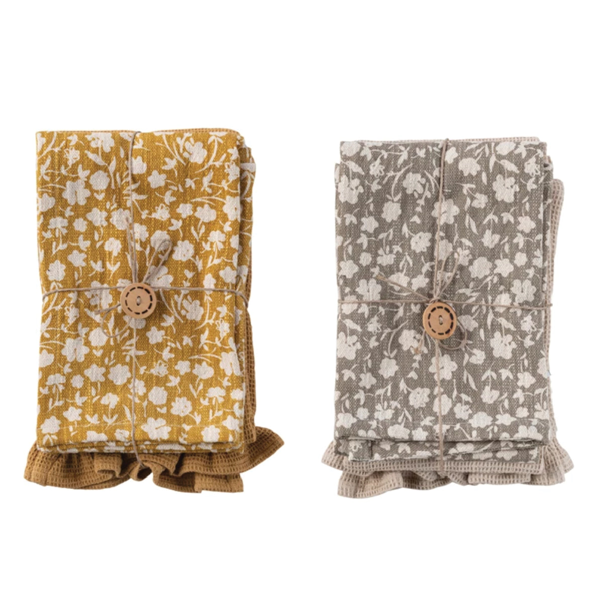 Cotton Slub Printed & Cotton Waffle Tea Towels