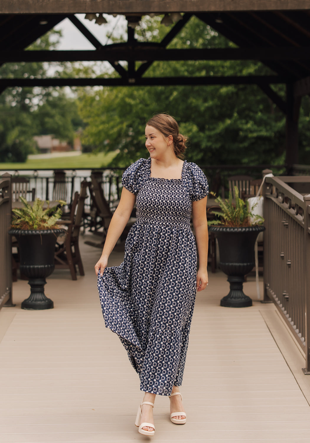 deanna midi dress Deanna' Embroidered Smocked Midi Dress – Grace and Joy Company
