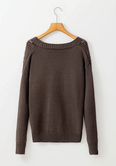 'Elaine' Open Knit Drop Shoulder Sweater