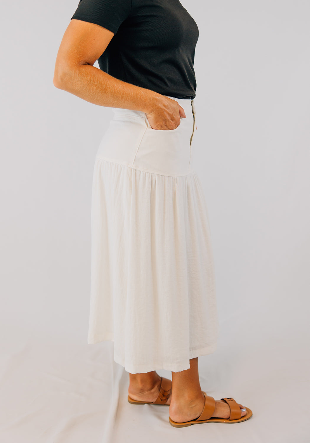 'Ellie' Denim Midi Skirt