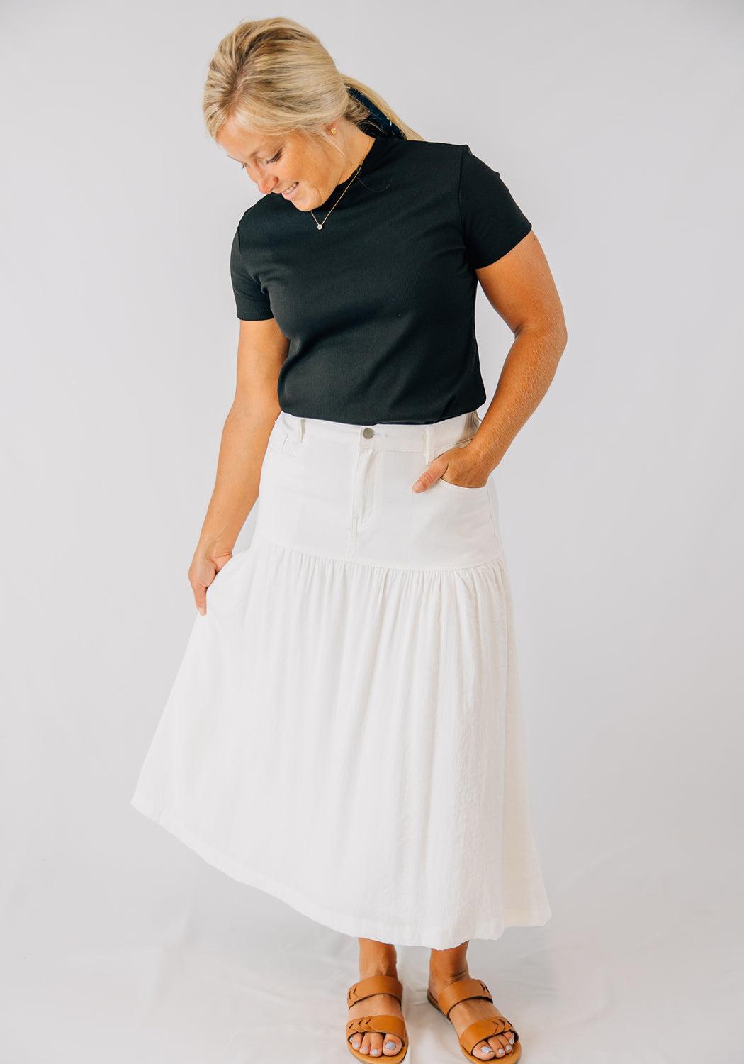 'Ellie' Denim Midi Skirt