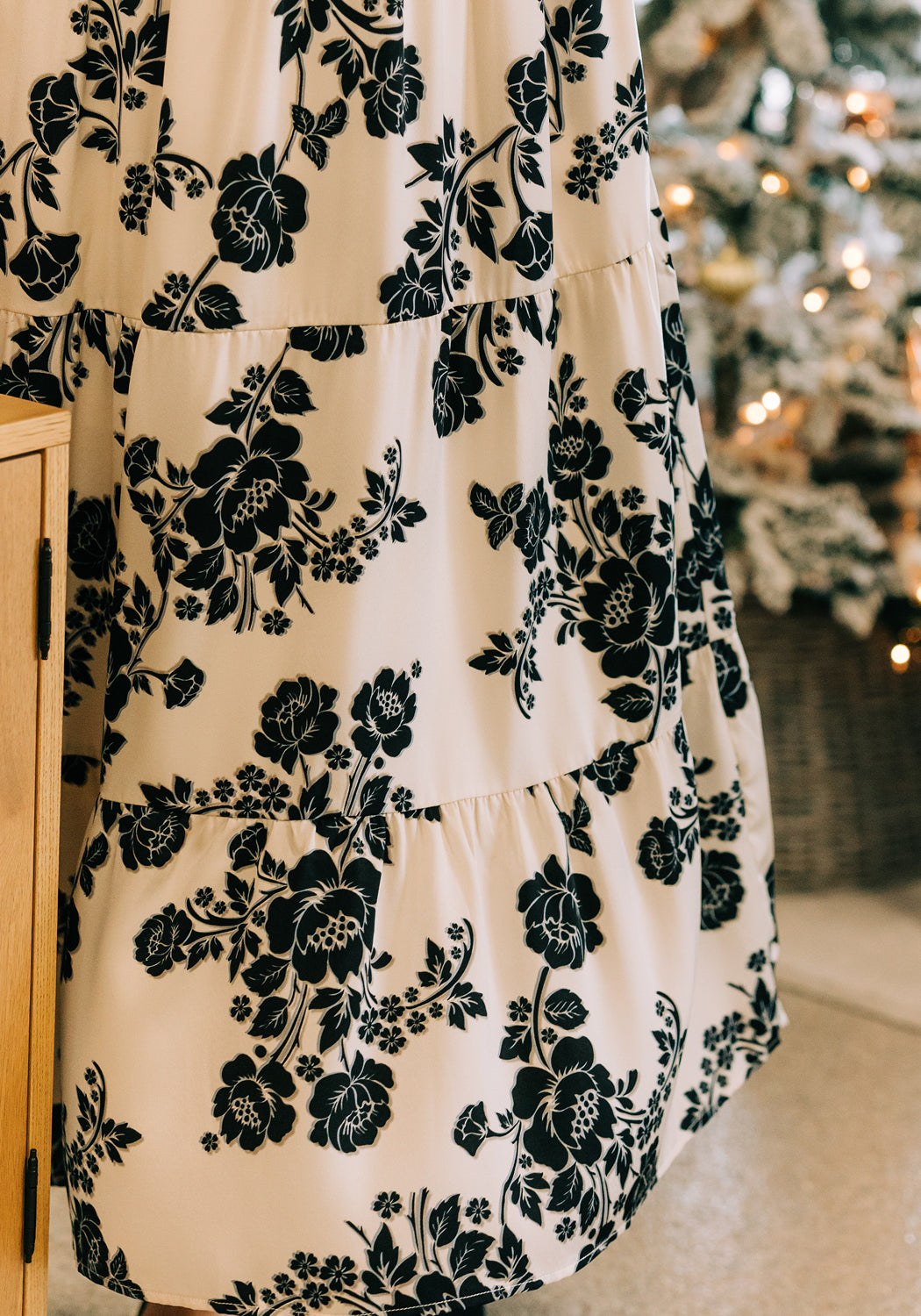 'Elodie' Floral Satin Print Midi Skirt