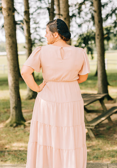 'Ember' Mauve Tiered Midi Dress