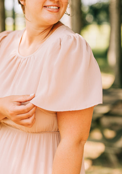 'Ember' Mauve Tiered Midi Dress