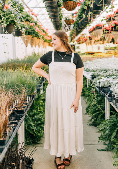 'Fern' Embroidered Overall Dress