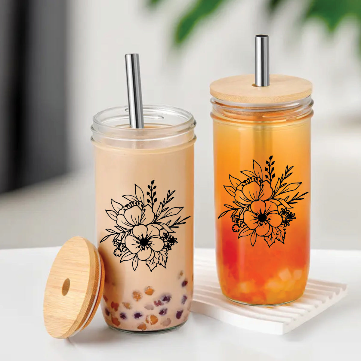Blooming Summer Glass Tumbler + Lid