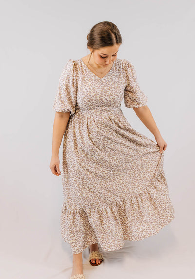 'Gianna' Smocked Bodice Floral Midi Dress