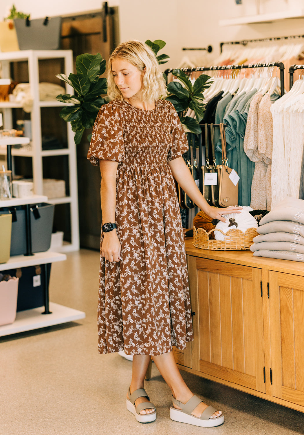 'Haven' Smocked Top Fall Floral Dress