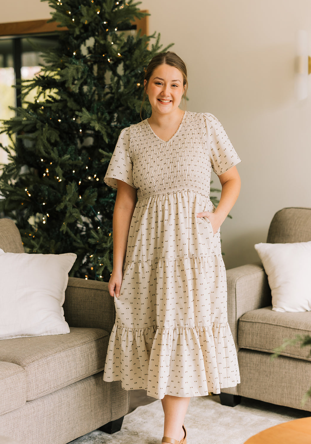 'Hazel' Linen Dress in Cream
