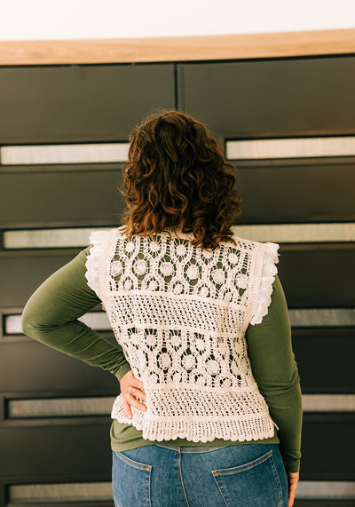 'Hazel' Ruffled Shoulder Crochet Top