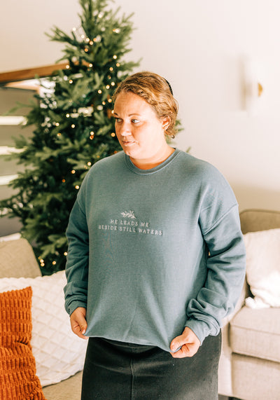 'He Leads me Beside Still Water' Pullover