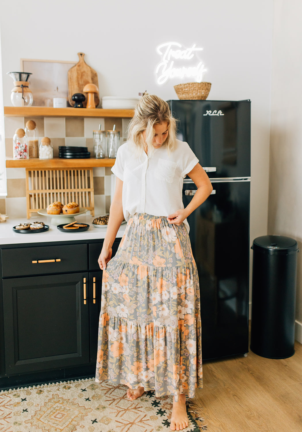 'Iva' Layered Floral Printed Skirt