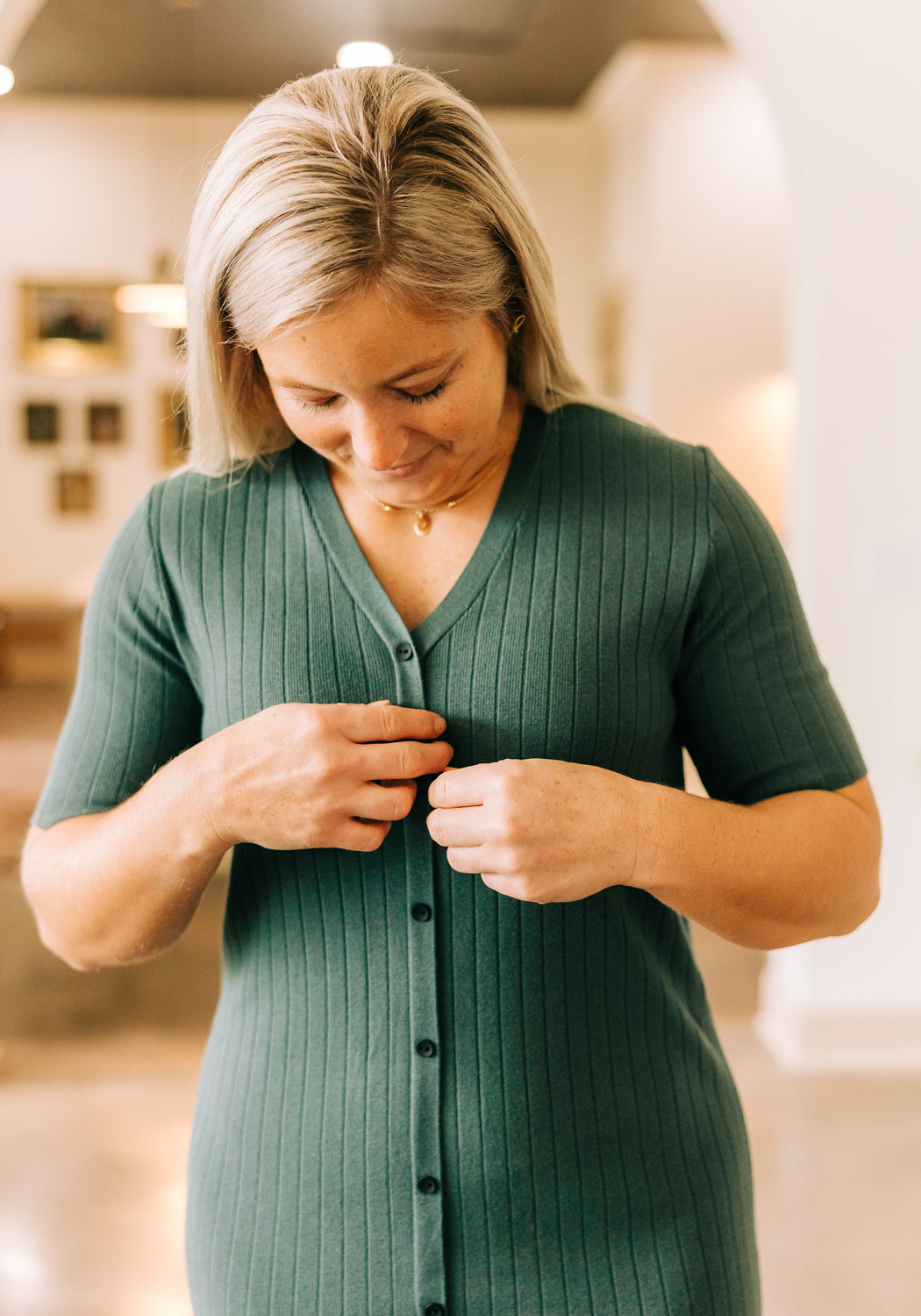 'Ivy' Button Down Ribbed Sweater Dress