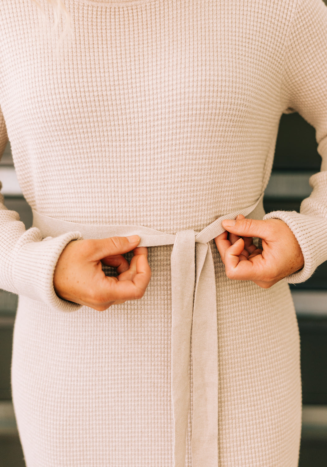 'Josephine' Waffle Sweater Dress