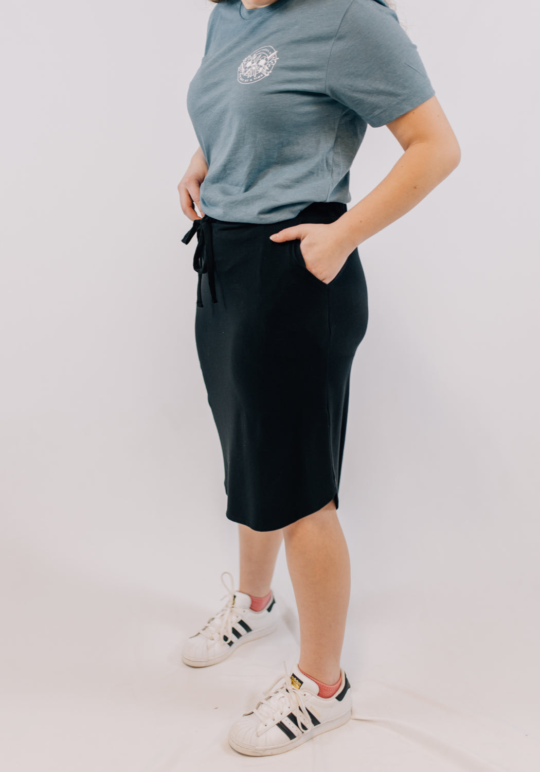 'Kayla' Knit Midi Drawstring Skirt