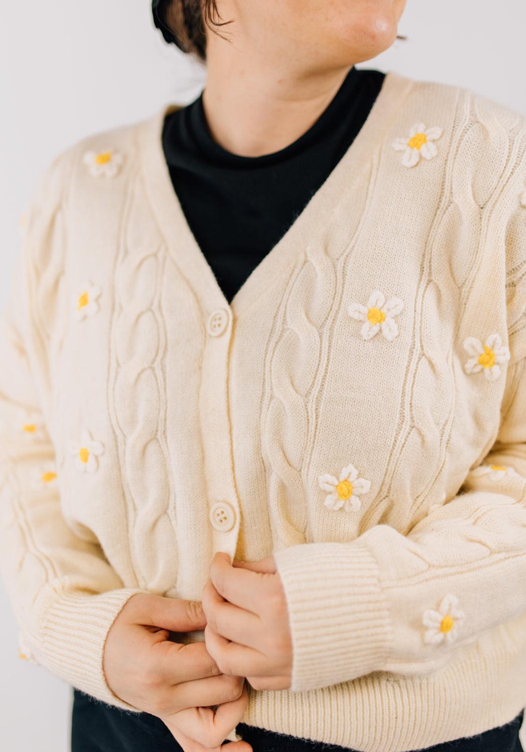 'Kaylee' Embroidery Knit Button Up Cardigan