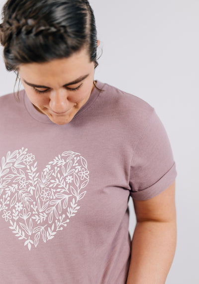 Lavender Floral Heart Tee