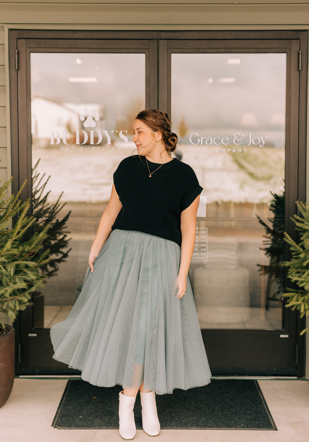 'Maeve' Tulle Midi Skirt