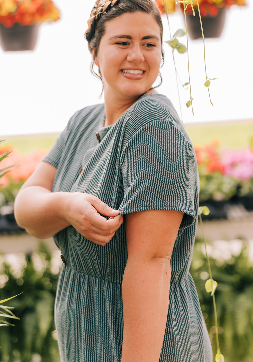 green fairycore dress Maria' Short Sleeve Button Up Dress – Grace and Joy Company