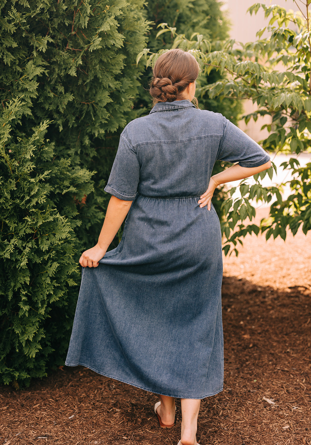 'Martha' Denim Button Down Midi Dress