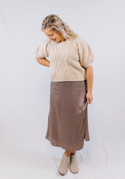 'Nova' Satin Lined Midi Skirt