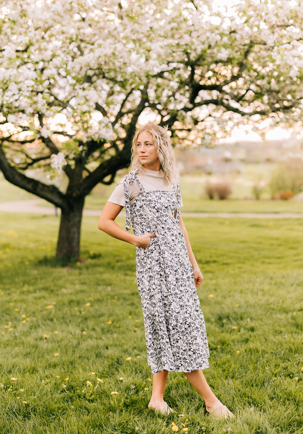 yellow church dresses Piper' Floral Tie Strap Maxi Dress