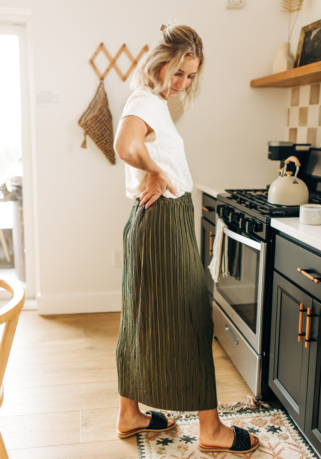 'Reed' Pleated Midi Skirt