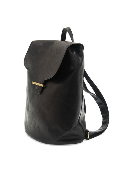 'Rhetta' Black Leather Backpack