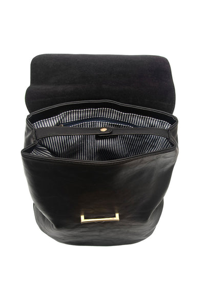 'Rhetta' Black Leather Backpack