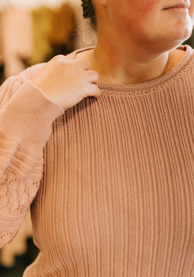 'Rhonda' Pointelle Sleeve Sweater Top