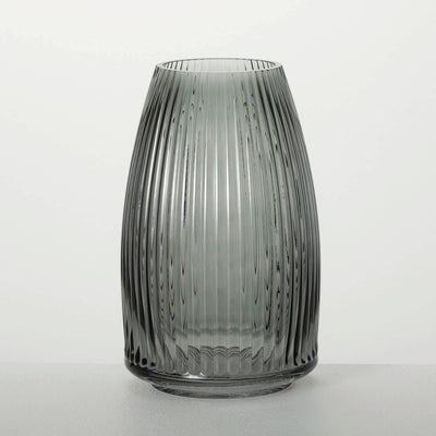 Ribbed Black Vase