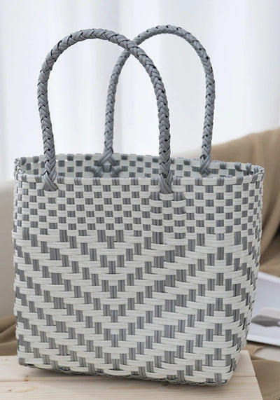 Rustic Plaid Small Woven Tote