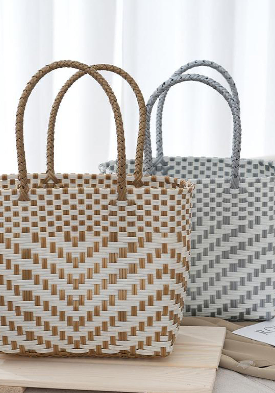 Rustic Plaid Small Woven Tote